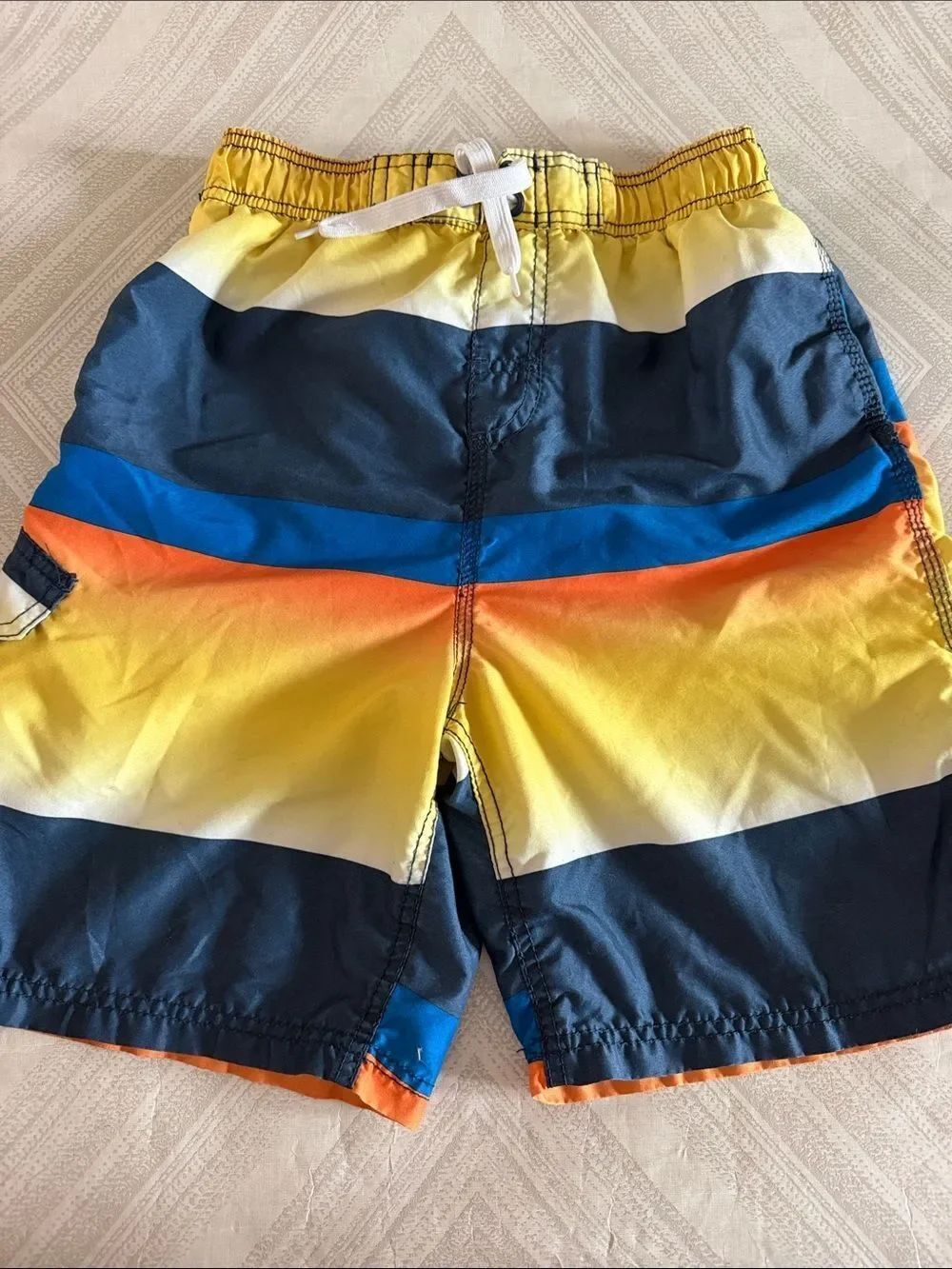 Kanu Surf Boys Colorblock Swim Trunks Size L 14/16 Yellow Blue Orange Board